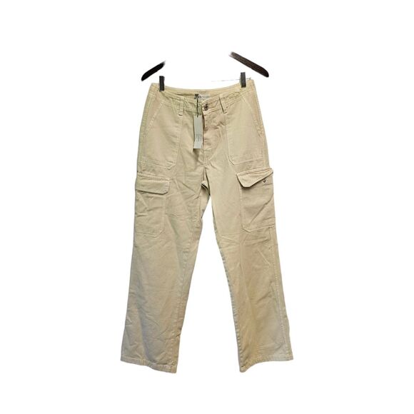ZARA High-Rise Wide-Leg Flap Pockets Denim Cargo Pants  Size 6 - Picture 2 of 4